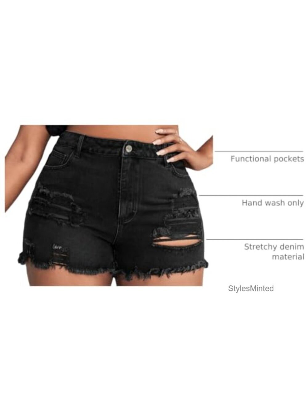 Plus Size Denim Shorts Women High Waisted Stretch Summer Jean Shorts Ripped - Picture 3 of 5
